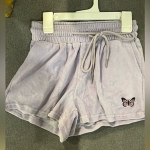 Lavender terry cloth butterfly shorts